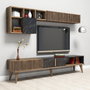 Hanah Home Milan Juego de Muebles para Sala de Estar Nogal y Negro